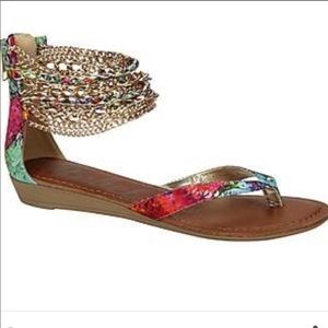 Multicolor Gold Chained Gladiator Sandals